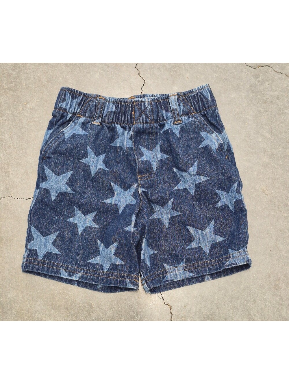 Star Pattern Blue Denim Toddler Shorts